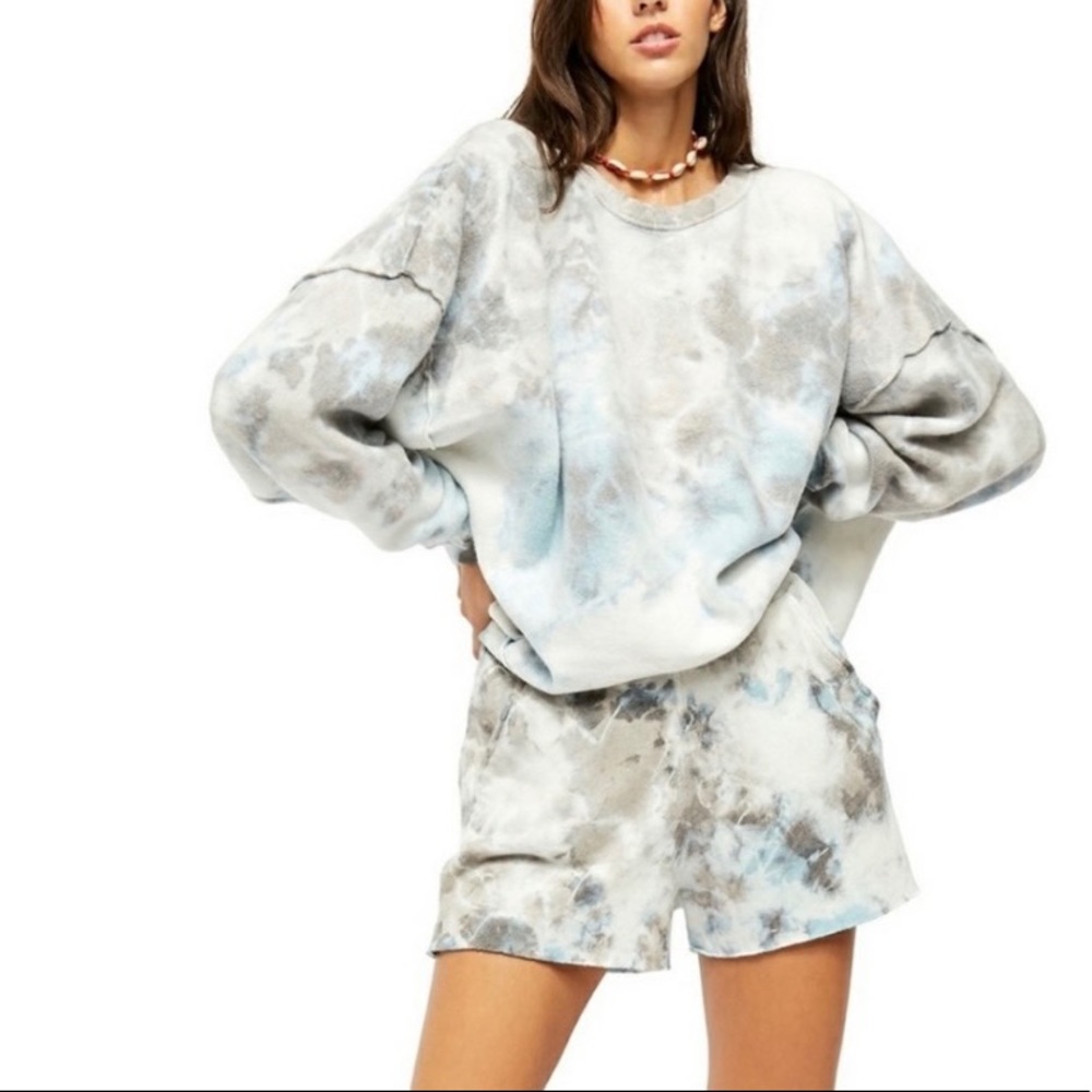 Free People Kelly Washed Lounge Set Blue Combo